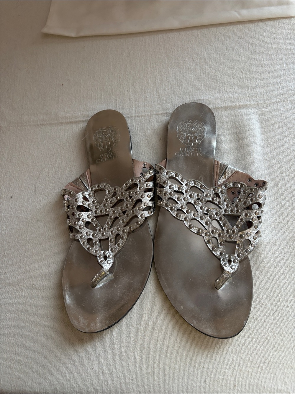 Vince Camuto Silver Crystal Embellished Women's Thong Sandals